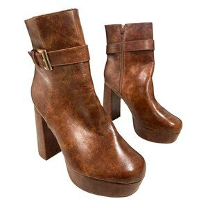 Chase & Chloe Brown Platform Heel Ankle Boots Size 8.5 NEW